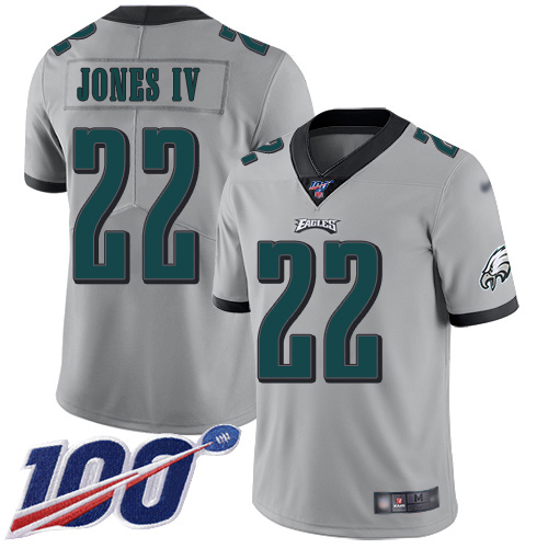 Men Philadelphia Eagles #22 Sidney Jones Limited Silver Inverted Legend NFL Jersey 100th Season Football